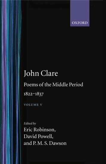 John Clare, Eric Robinson, David Powell, P. M. S. Dawson - John Clare: Poems of the Middle Period, 1822-1837, Inbunden
