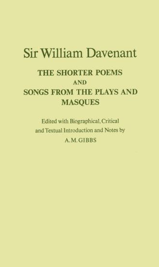 bokomslag The Shorter Poems, and Songs from the Plays and Masques