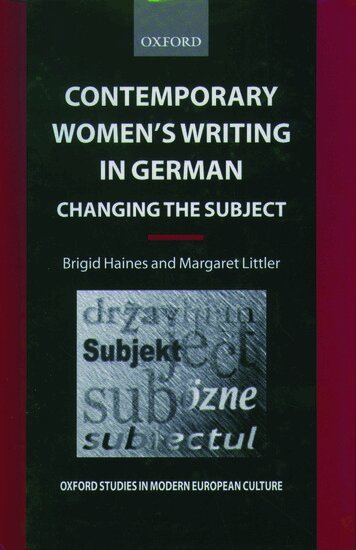 Brigid Haines, Margaret Littler - Contemporary Women's Writing in German, Inbunden