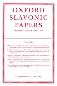 bokomslag Oxford Slavonic Papers: Volume XXXIII (2000)