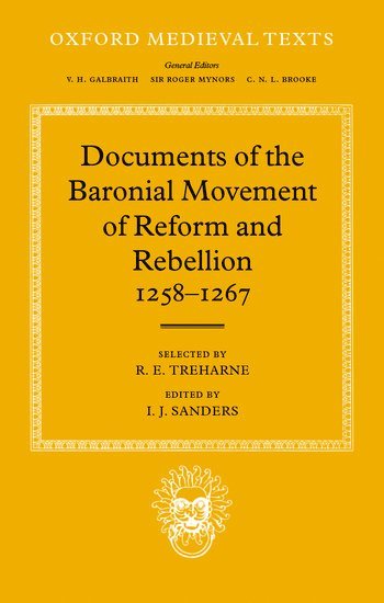 bokomslag Documents of the Baronial Movement of Reform and Rebellion, 1258-1267