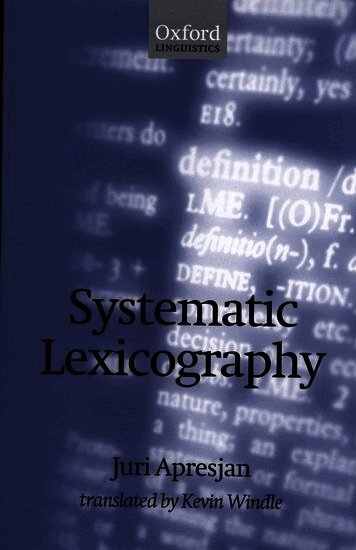 Systematic Lexicography