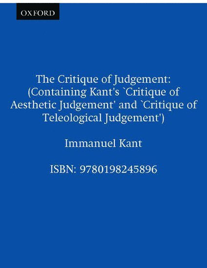 The Critique of Judgement 1