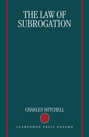 Charles Mitchell - The Law of Subrogation, Inbunden