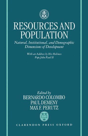 Bernardo Colombo, Paul Demeny, Max F. Perutz - Resources and Population, Inbunden