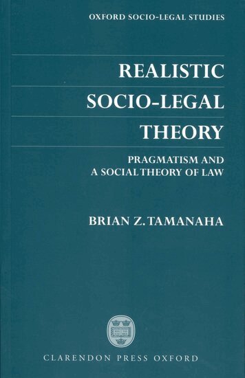 Brian Z. Tamanaha - Realistic Socio-Legal Theory, Häftad