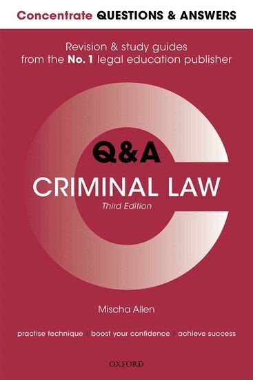 Mischa Allen - Concentrate Questions and Answers Criminal Law, Häftad