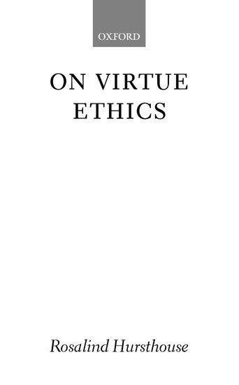 bokomslag On Virtue Ethics