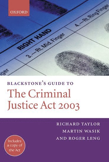 bokomslag Blackstone's Guide to the Criminal Justice Act 2003