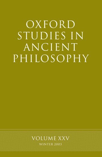 David Sedley - Oxford Studies in Ancient Philosophy volume XXV, Häftad