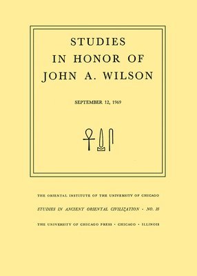 bokomslag Studies in Honor of John A. Wilson