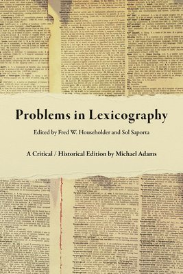 Michael Adams, Fred D. Householder, Sol Saporta, Fred D Householder - Problems in Lexicography, Häftad