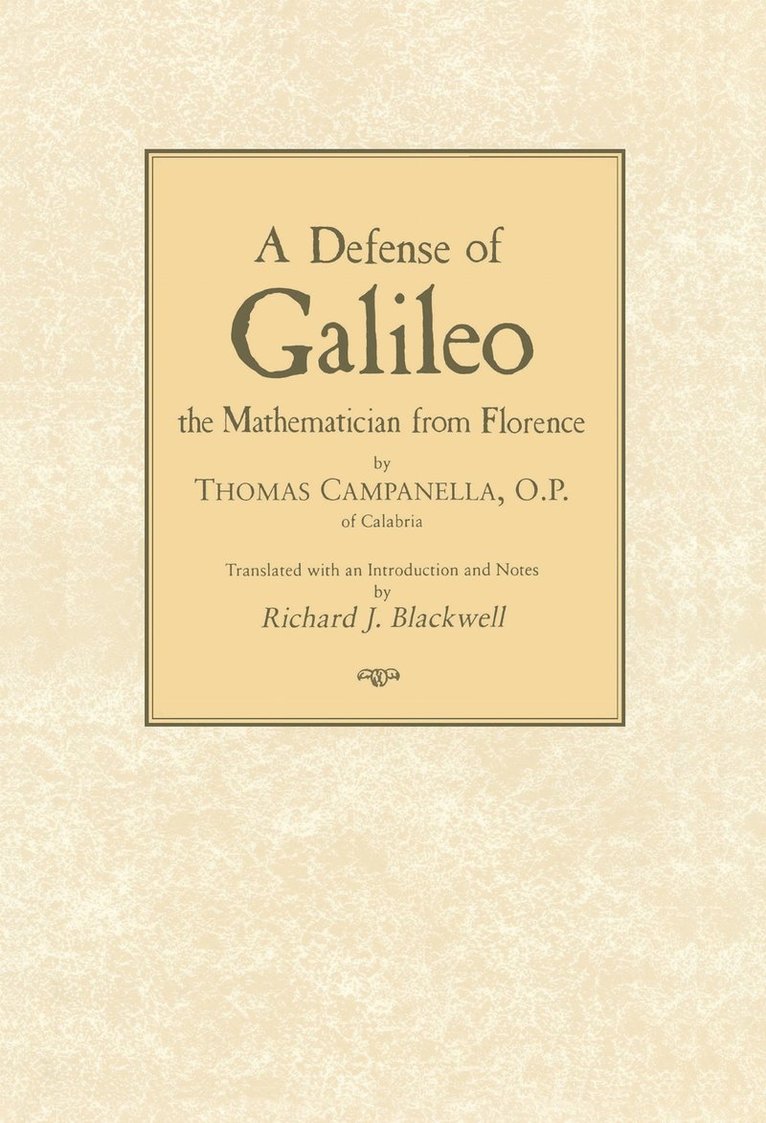 Thomas Campanella - Defense of Galileo, Inbunden