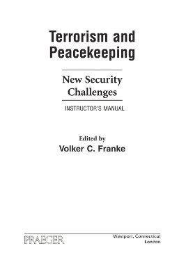 Volker Franke - Terrorism and Peacekeeping, Häftad