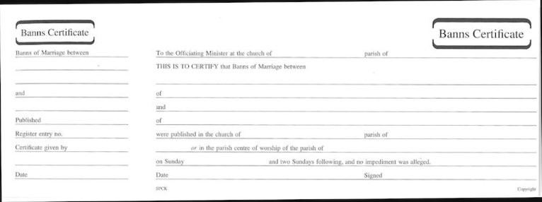 Banns of Marriage Certificate Book Mb6 1