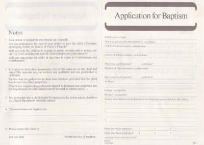 Baptism Application Form B1 1=PK50 1