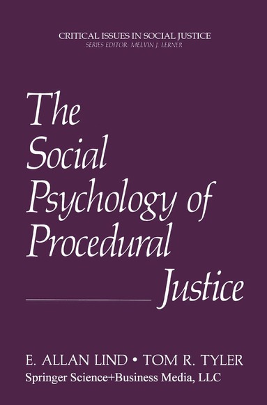 E.Allan Lind, Tom R. Tyler - Social Psychology of Procedural Justice, Inbunden