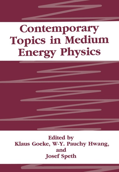 Chinese-German Symposium on Medium Energ, K. Goeke, W.Y.P. Hwang, J. Speth - Contemporary Topics in Medium Energy Physics, Inbunden