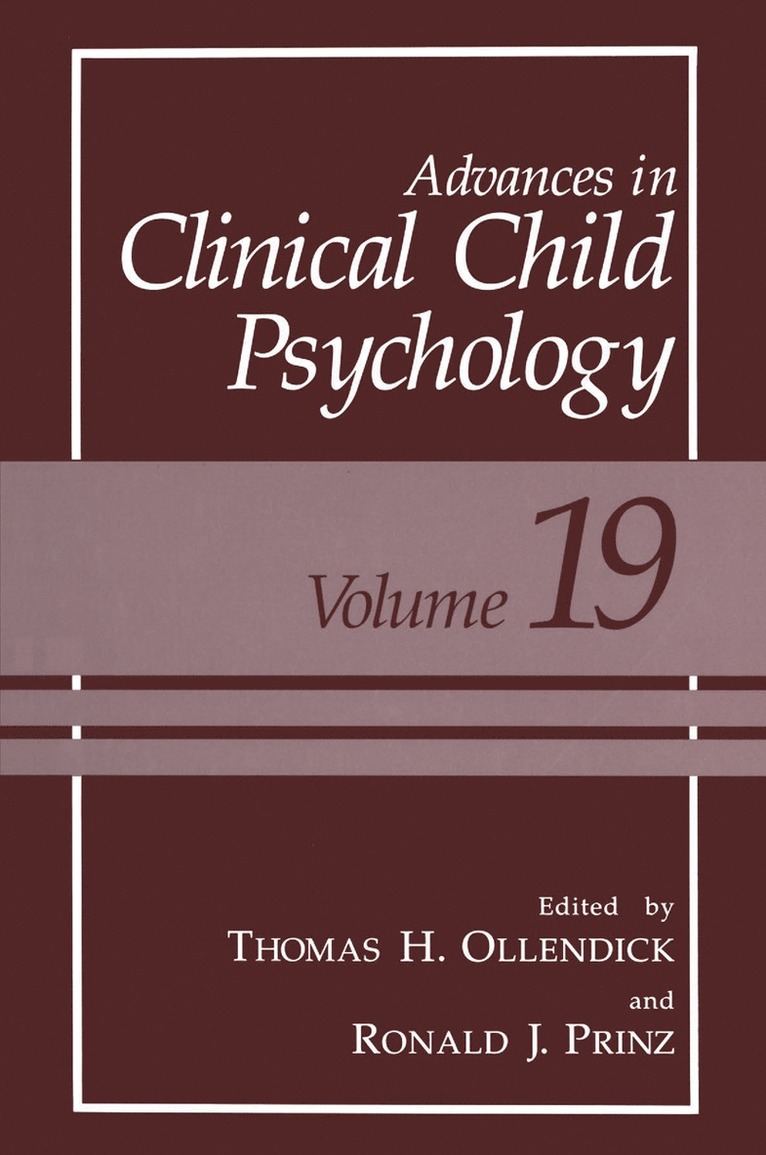 Advances in Clinical Child Psychology 1