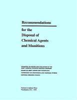 bokomslag Recommendations for the Disposal of Chemical Agents and Munitions