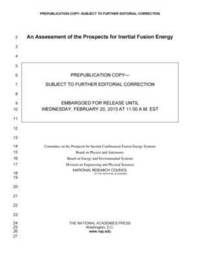 bokomslag Assessment of the Prospects for Inertial Fusion Energy