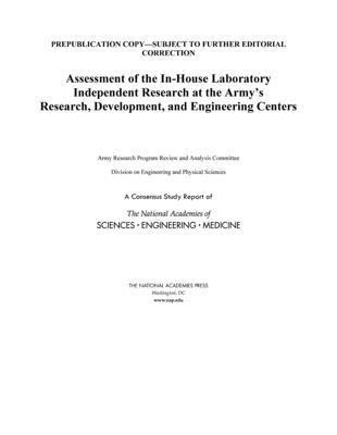 bokomslag Assessment of the In-House Laboratory Independent Research at the Army's Research, Development, and Engineering Centers