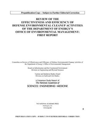 bokomslag Effectiveness and Efficiency of Defense Environmental Cleanup Activities of DOE's Office of Environmental Management