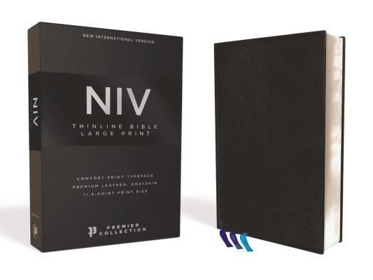 Niv, Thinline Bible, Large Print, Premium Goatskin Leather, Black, Premier Collection, Art Gilded Edges, Comfort Print 1
