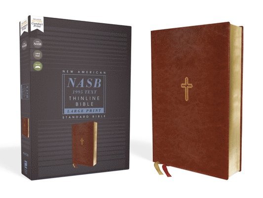 NASB, Thinline Bible, Large Print, Leathersoft, Brown, Red Letter, 1995 Text, Comfort Print 1