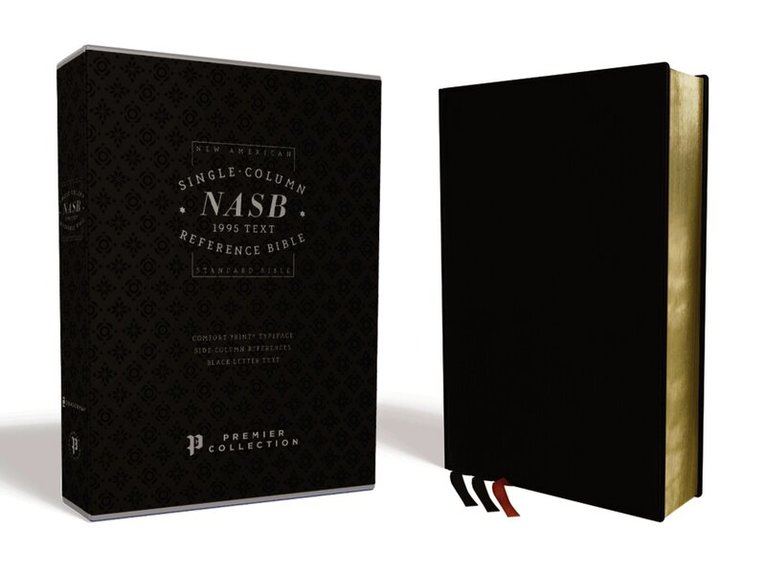 Zondervan - NASB, Single-Column Reference Bible, Wide Margin, Premium Goatskin Leather, Black, Premier Collection, Black Letter, 1995 Text, Art Gilded Edges, Comfort Print, Inbunden