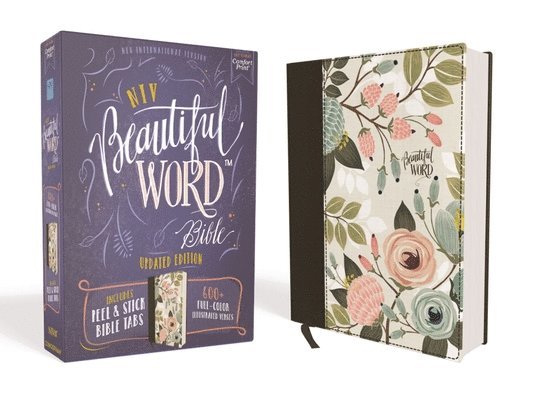 Niv, Beautiful Word Bible, Updated Edition, Peel/stick Bible Tabs, Cloth Over Board, Floral, Red Letter, Comfort Print 1