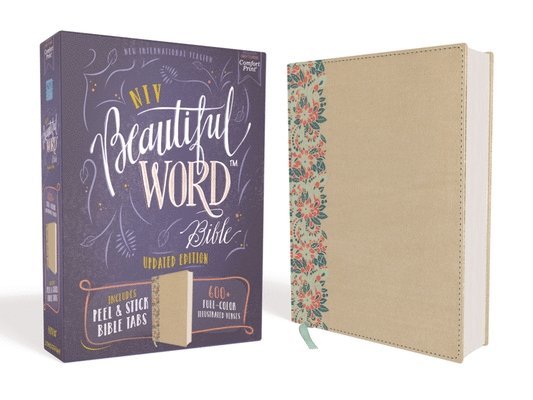 Niv, Beautiful Word Bible, Updated Edition, Peel/stick Bible Tabs, Leathersoft Over Board, Gold/Floral, Red Letter, Comfort Print 1