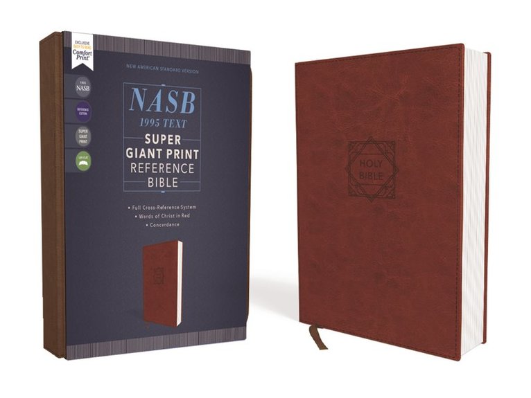 Zondervan - NASB, Super Giant Print Reference Bible (Font Size: 16.5-point), Leathersoft, Brown, Red Letter, 1995 Text, Comfort Print, Inbunden