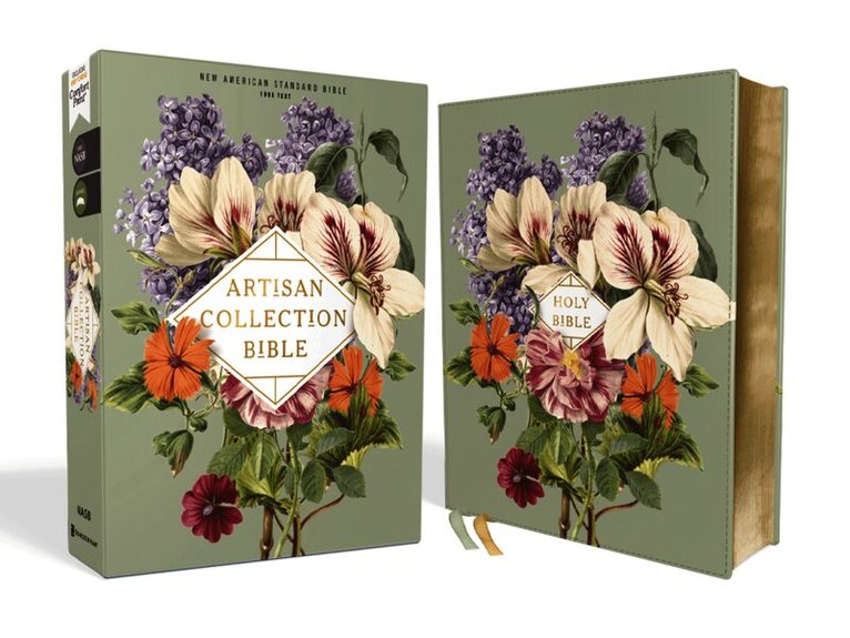 Zondervan - NASB, Artisan Collection Bible, Leathersoft, Sage Floral, Red Letter, 1995 Text, Comfort Print, Inbunden