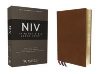 bokomslag Niv, Thinline Bible, Large Print, Premium Goatskin Leather, Brown, Premier Collection, Black Letter, Art Gilded Edges, Comfort Print