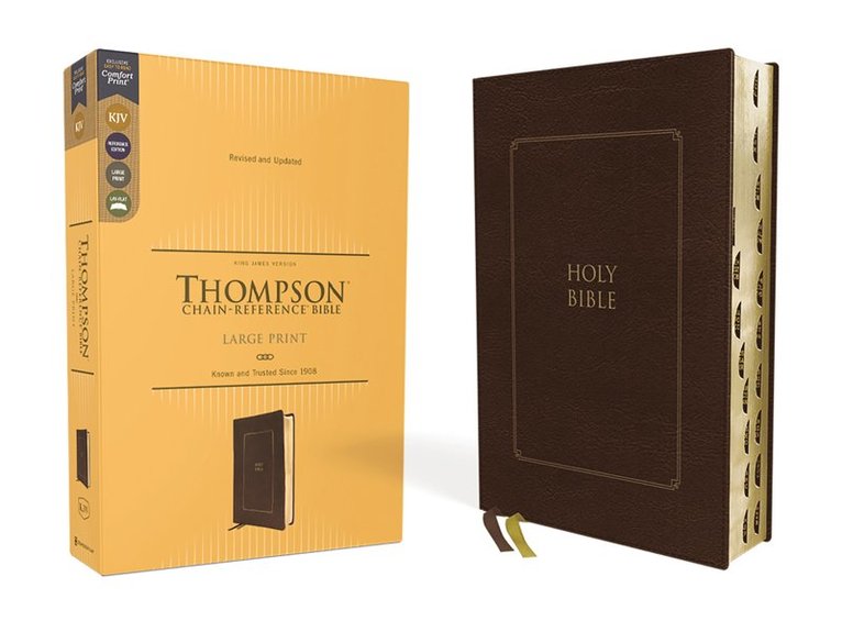 Zondervan, Frank Charles Thompson - KJV, Thompson Chain-Reference Bible, Large Print, Leathersoft, Brown, Red Letter, Thumb Indexed, Comfort Print, Inbunden