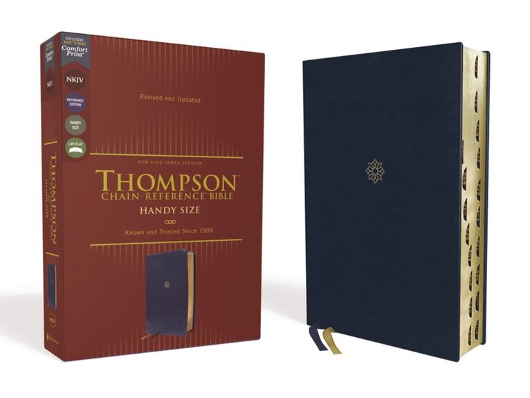 NKJV, Thompson Chain-Reference Bible, Handy Size, Leathersoft, Navy, Red Letter, Thumb Indexed, Comfort Print, Inbunden