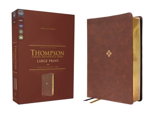 Zondervan, Frank Charles Thompson - NKJV, Thompson Chain-Reference Bible, Large Print, Leathersoft, Brown, Red Letter, Comfort Print, Inbunden