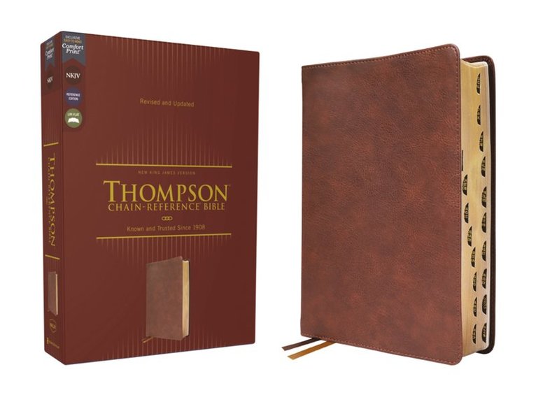 Zondervan, Frank Charles Thompson - NKJV, Thompson Chain-Reference Bible, Leathersoft, Brown, Red Letter, Thumb Indexed, Comfort Print, Inbunden