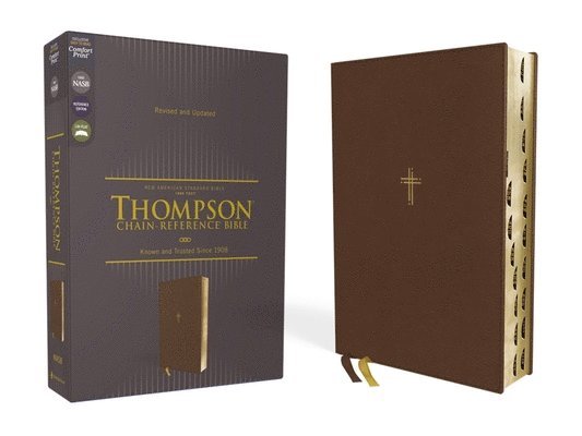 NASB, Thompson Chain-Reference Bible, Leathersoft, Brown, 1995 Text, Red Letter, Thumb Indexed, Comfort Print 1