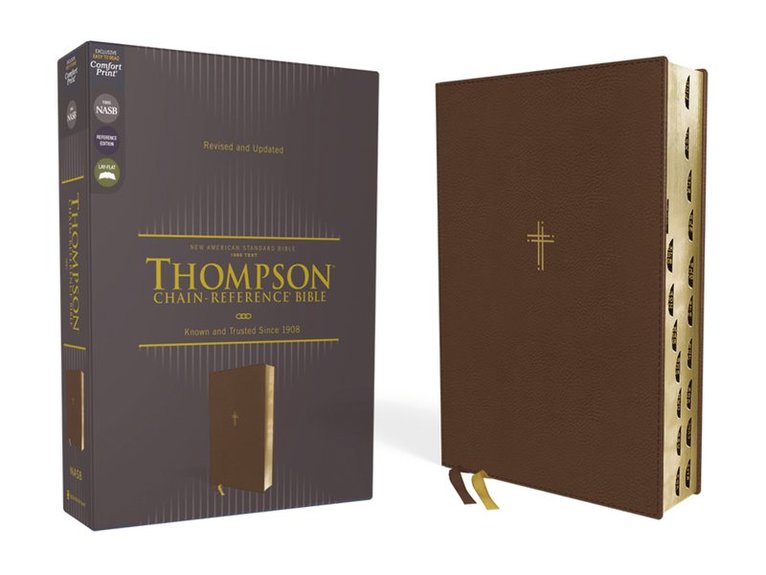 Zondervan, Frank Charles Thompson - NASB, Thompson Chain-Reference Bible, Leathersoft, Brown, 1995 Text, Red Letter, Thumb Indexed, Comfort Print, Inbunden