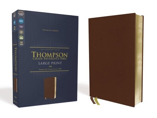 Niv, Thompson Chain-Reference Bible, Large Print, Genuine Leather, Cowhide, Brown, Red Letter, Art Gilded Edges, Comfort Print 1