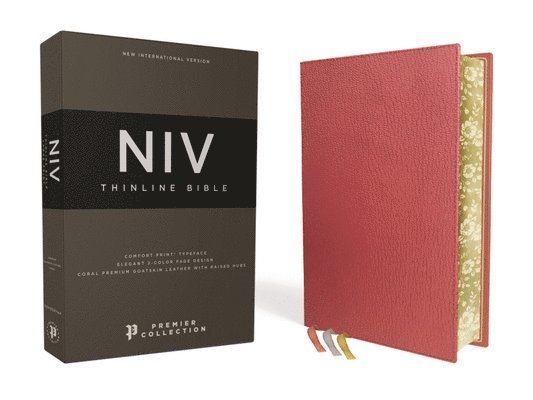 Niv, Thinline Bible, Premium Goatskin Leather, Coral, Premier Collection, Black Letter, Gauffered Edges, Comfort Print 1