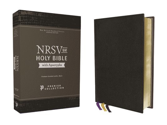 NRSVue, Holy Bible with Apocrypha, Premium Goatskin Leather, Black, Premier Collection, Art Gilded Edges, Comfort Print 1