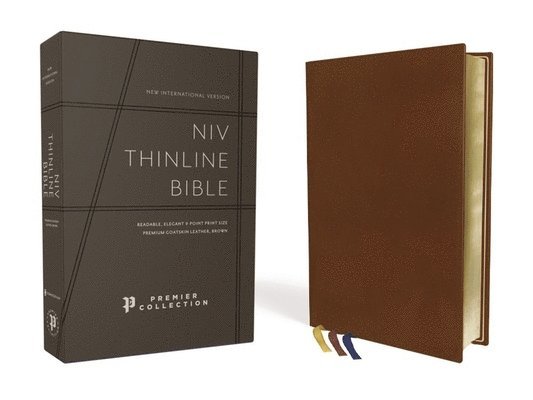 Niv, Thinline Bible, Premium Goatskin Leather, Brown, Premier Collection, Black Letter, Art Gilded Edges, Comfort Print 1