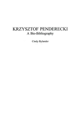 Cindy Bylander - Krzysztof Penderecki, Inbunden