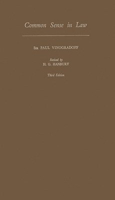 Paul Vinogradoff, Unknown - Common Sense in Law, Inbunden