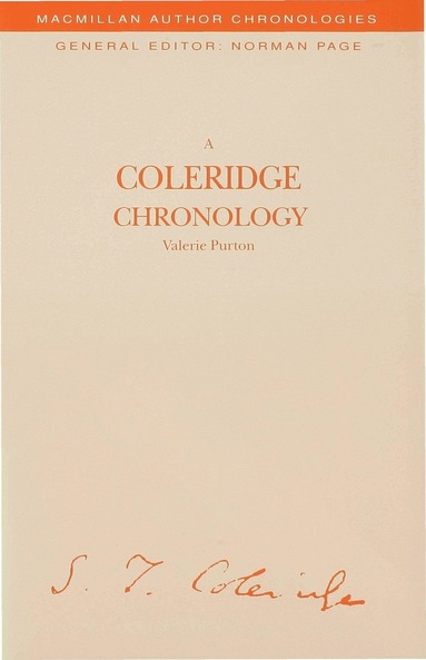 Valerie Purton - Coleridge Chronology, Inbunden