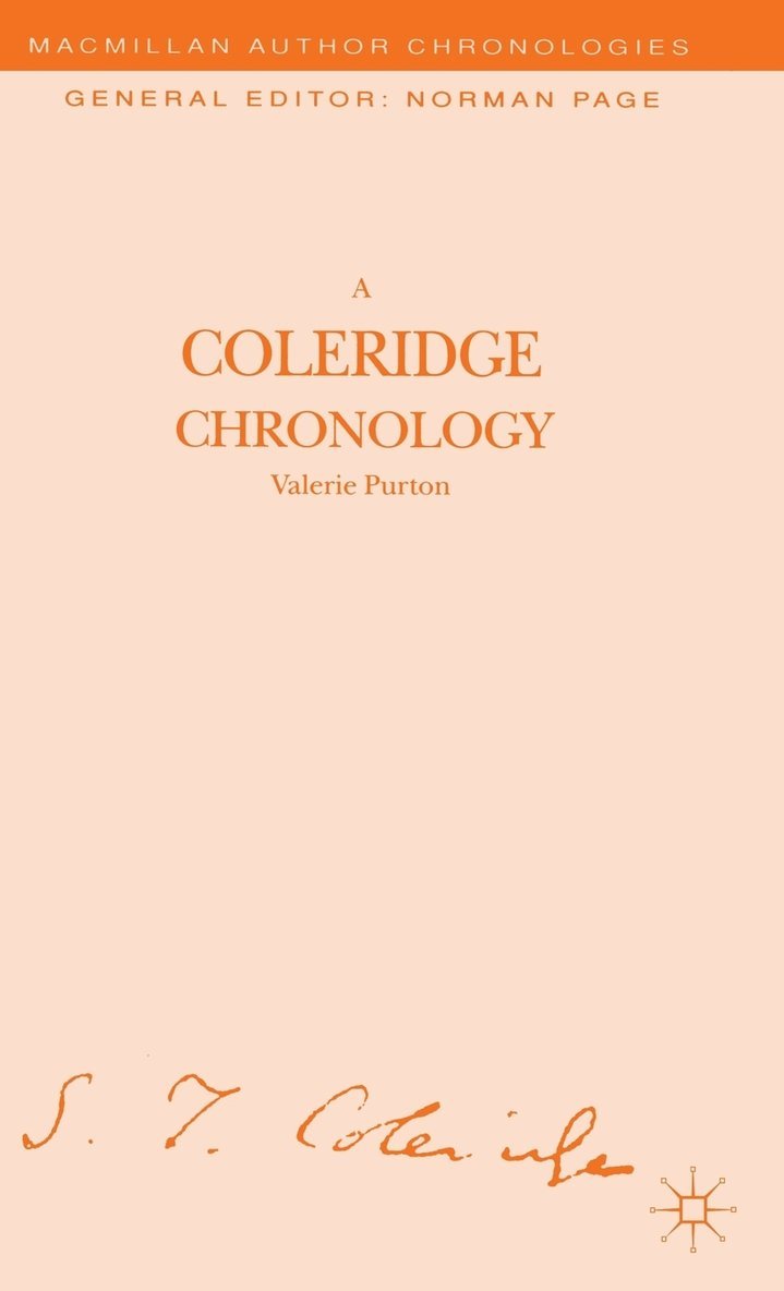 Valerie Purton, V. Purton - Coleridge Chronology, Inbunden