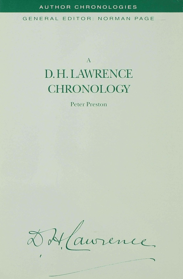 D.H. Lawrence Chronology 1